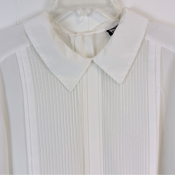 Vintage Pintuck Button Back Long Puff Sleeve Peter Pan Collar Blouse Women’s 14 - Picture 5 of 7